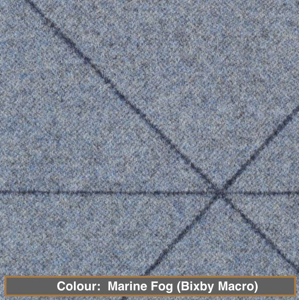 Designtex Fabric - Bixby Macro - Colour Marine Fog upholstery fabric 20% Nylon, 80% Wool, Black, Blue, Geometric